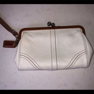 Coach white wristlet